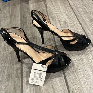 NWT Marc Fisher black platform heeled sandals 9.5